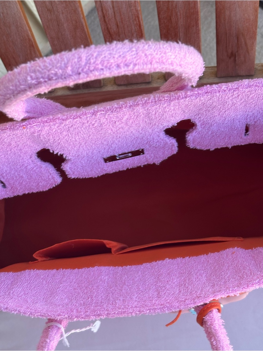 Pink Textured Top-Handle Tote Bag with Unicorn Charm. New - Picture 5 of 15
